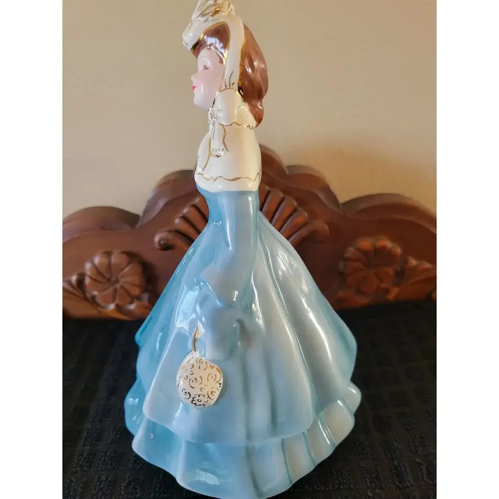 Vintage Florence Ceramics Lillian Figurine 1950s Pasadena MCM Blue Lady Dress